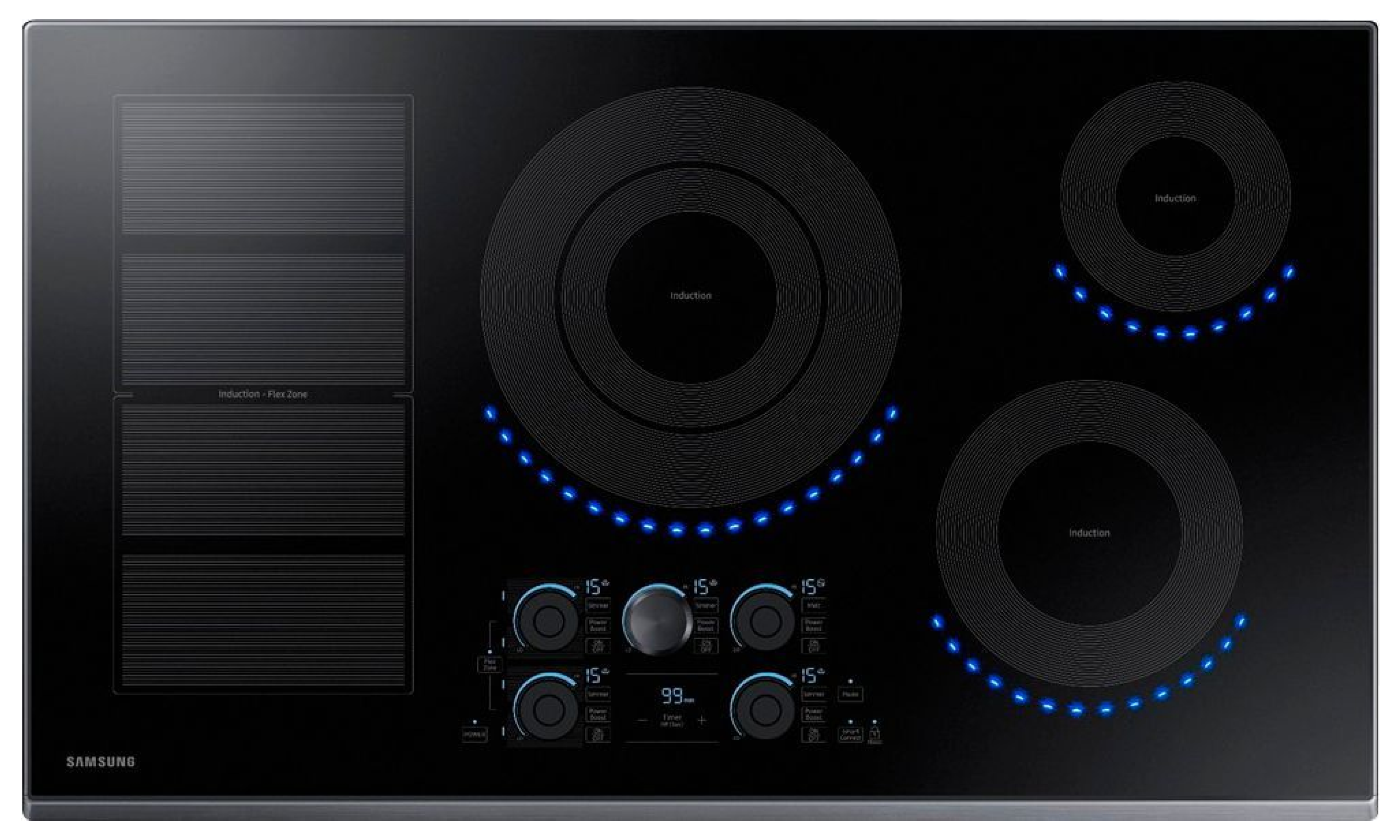 Samsung 36" Induction Cooktop with WiFi and Virtual Flame™ - Black stainless steel - NZ36K7880UG/AA