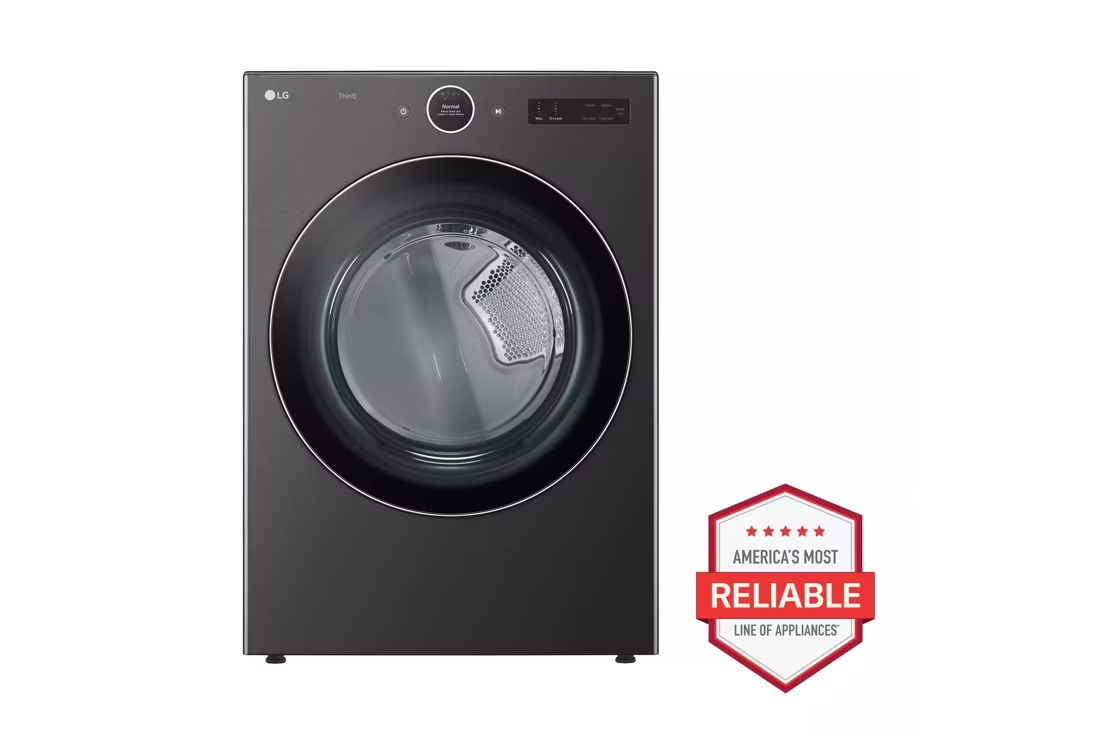 LG Smart Wi-Fi Enabled Electric TurboSteam Dryer with LCD Display - 7.4-cu ft - Black Stainless Steel - AI Sensors