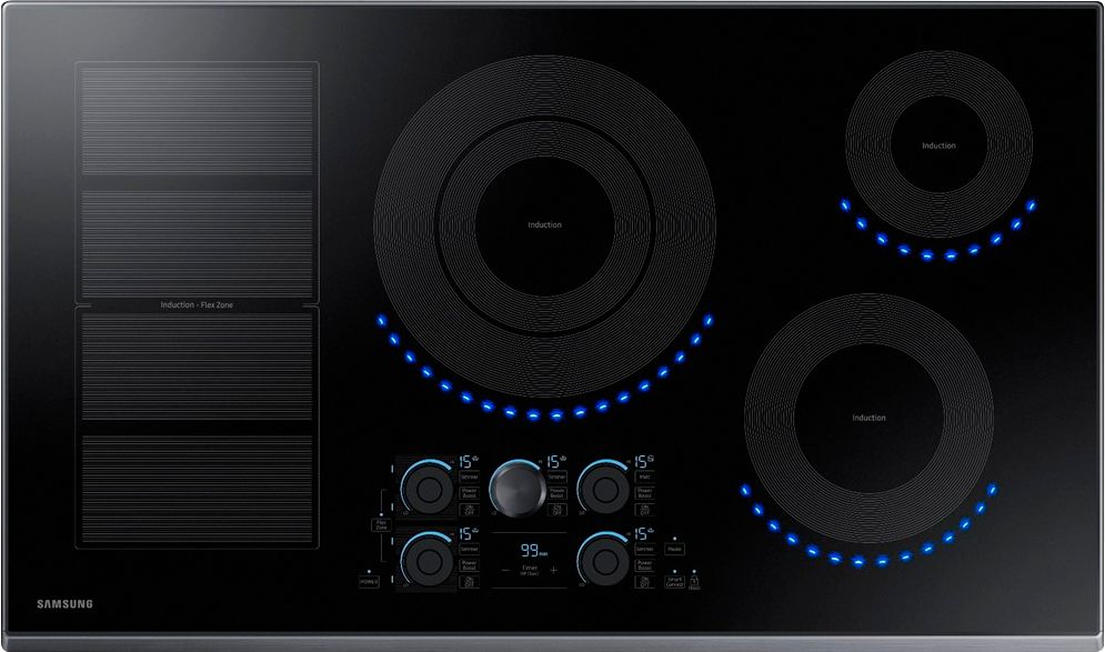 Samsung 36" Induction Cooktop with WiFi and Virtual Flame™ - Black stainless steel - NZ36K7880UG/AA