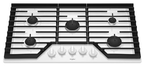 Whirlpool 36-inch Gas Cooktop with EZ-2-Lift™ Hinged Cast-Iron Grates (WCG55US6HW) 